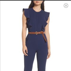 NWT Navy ruffle jumpsuit